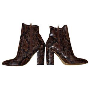 Aldo Womens Snakeskin Pattern Ankle Boots Sz 6.5 Browns